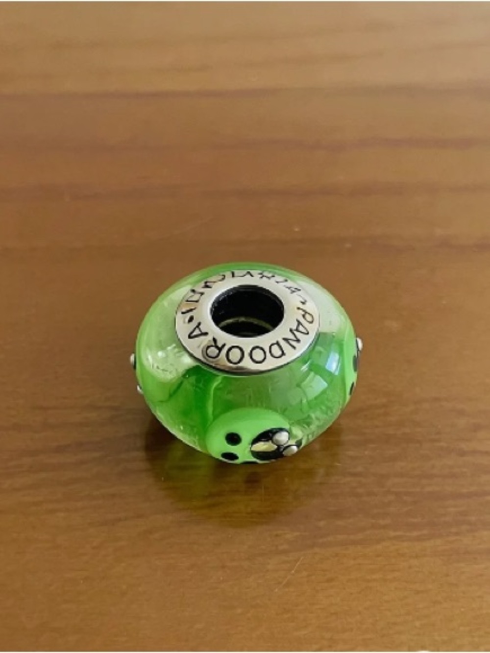 Pandora Lime Green Glass Paw Print Charm